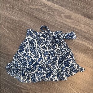 Francesca's Collections Blue and White Floral Tie-Waist Mini Skirt XS